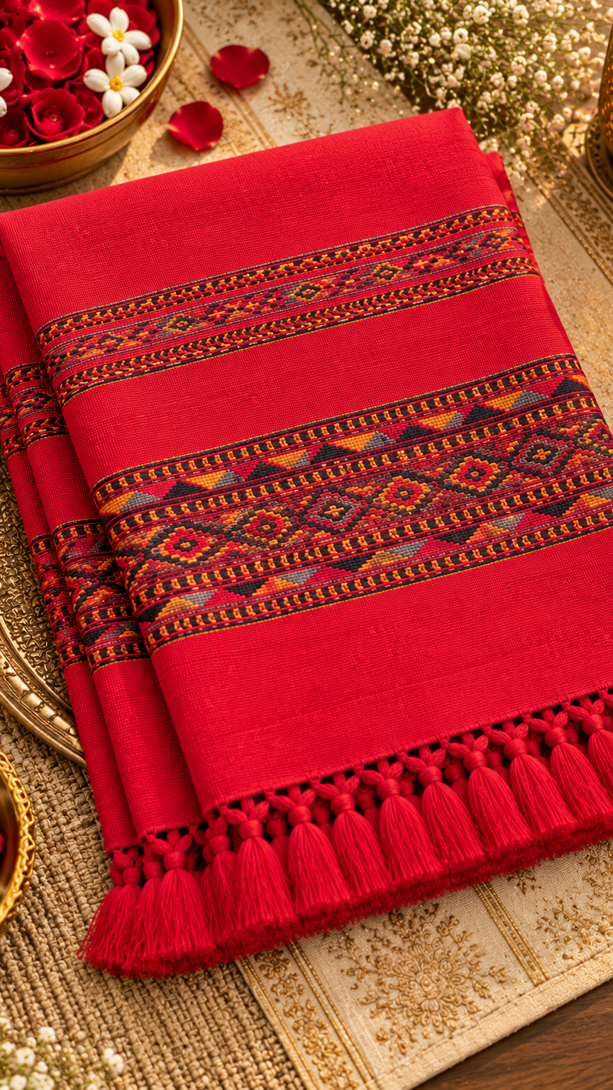 Kullu Border, Traditional, Ethnic, Warm Shawl | Red | REET by Bunaiganj