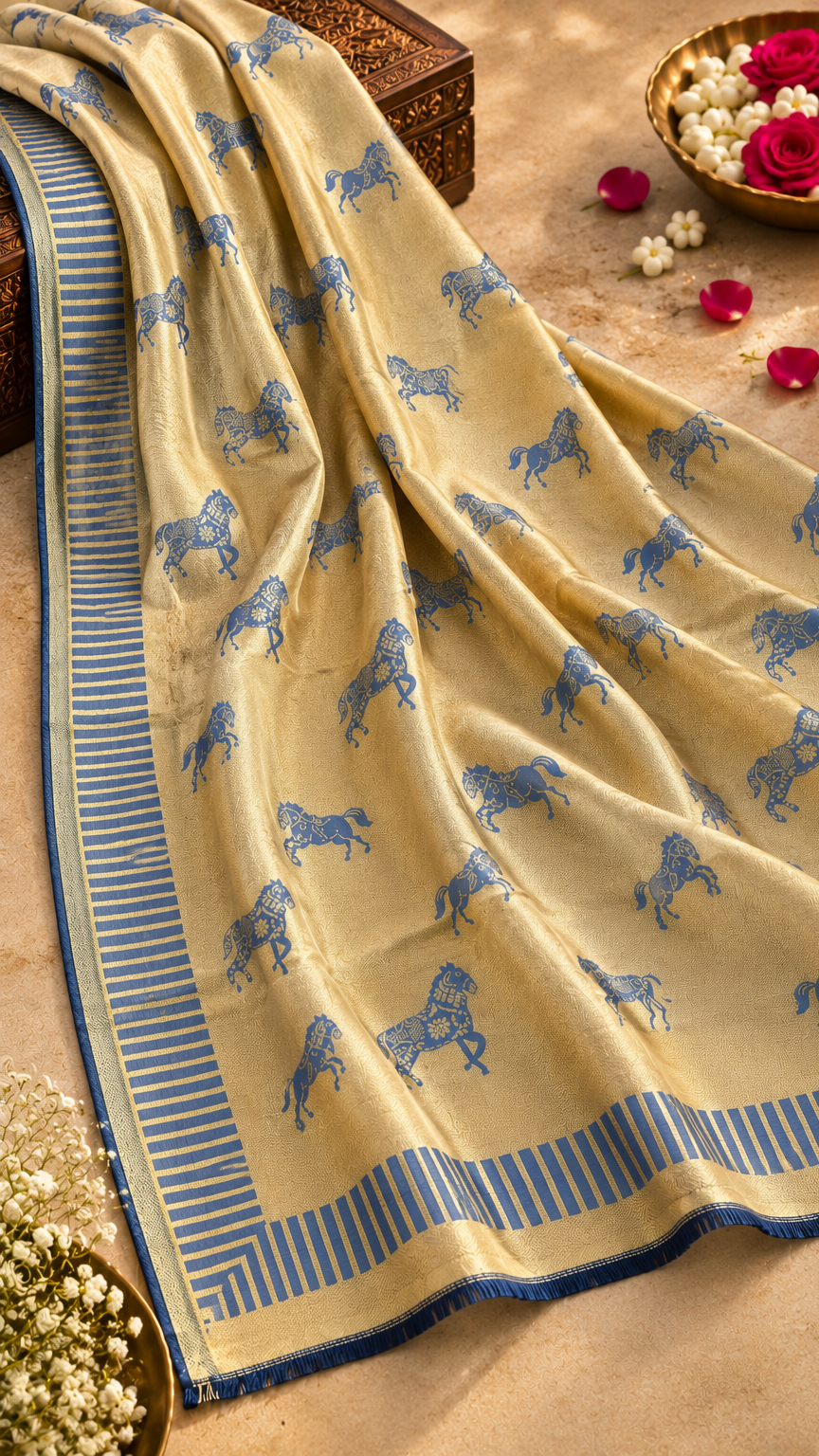 Double Sided, Lucky & Auspicious Horse Pattern, Extra Soft | REET by Bunaiganj
