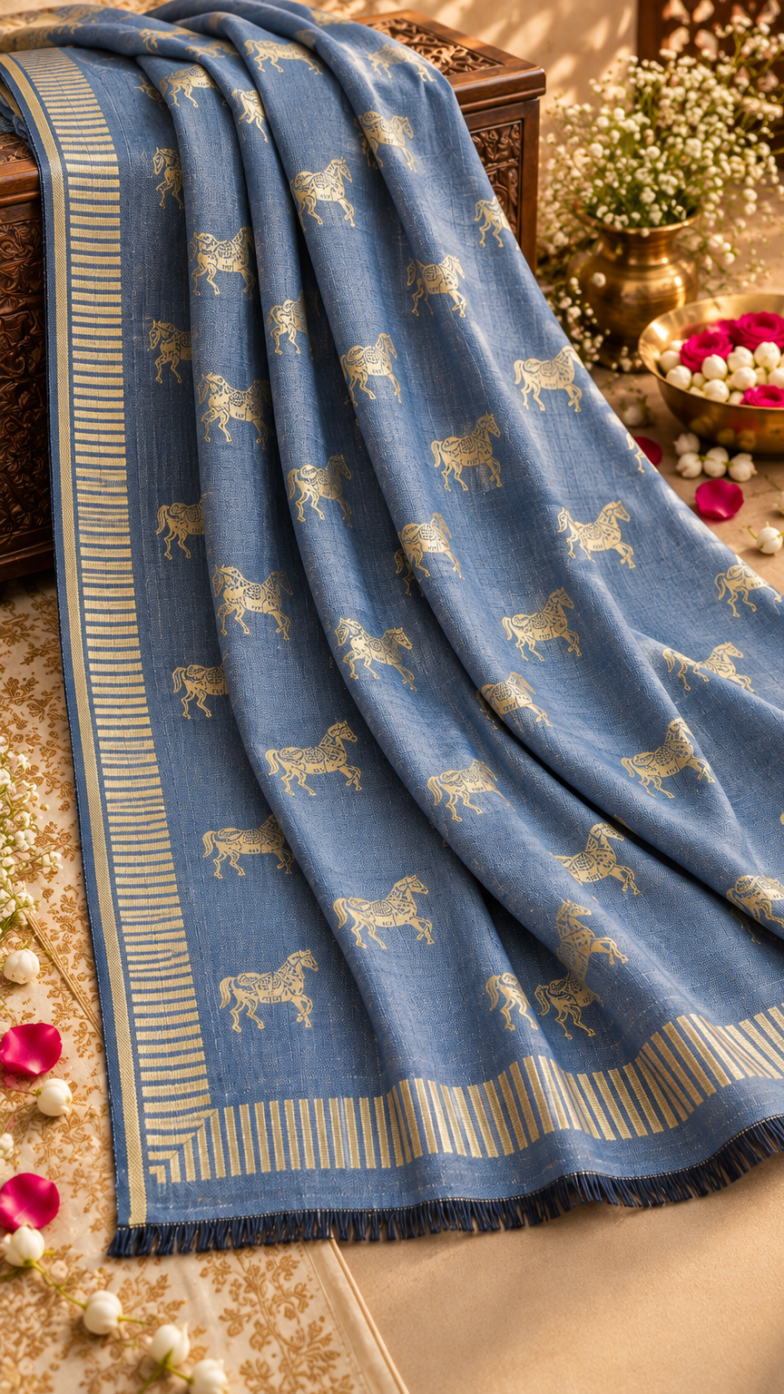 Double Sided, Lucky & Auspicious Horse Pattern, Extra Soft | REET by Bunaiganj