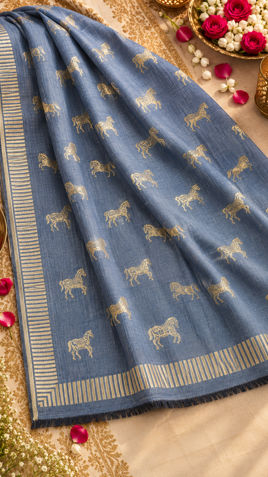 Double Sided, Lucky & Auspicious Horse Pattern, Extra Soft | REET by Bunaiganj