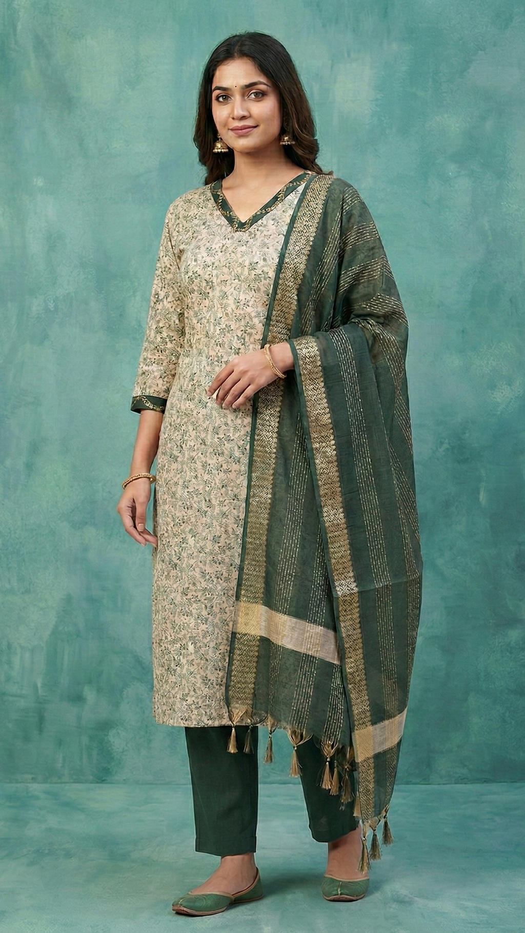 3 Piece Kurti Set | Kurti, Pant, Dupatta | REET by Bunaiganj