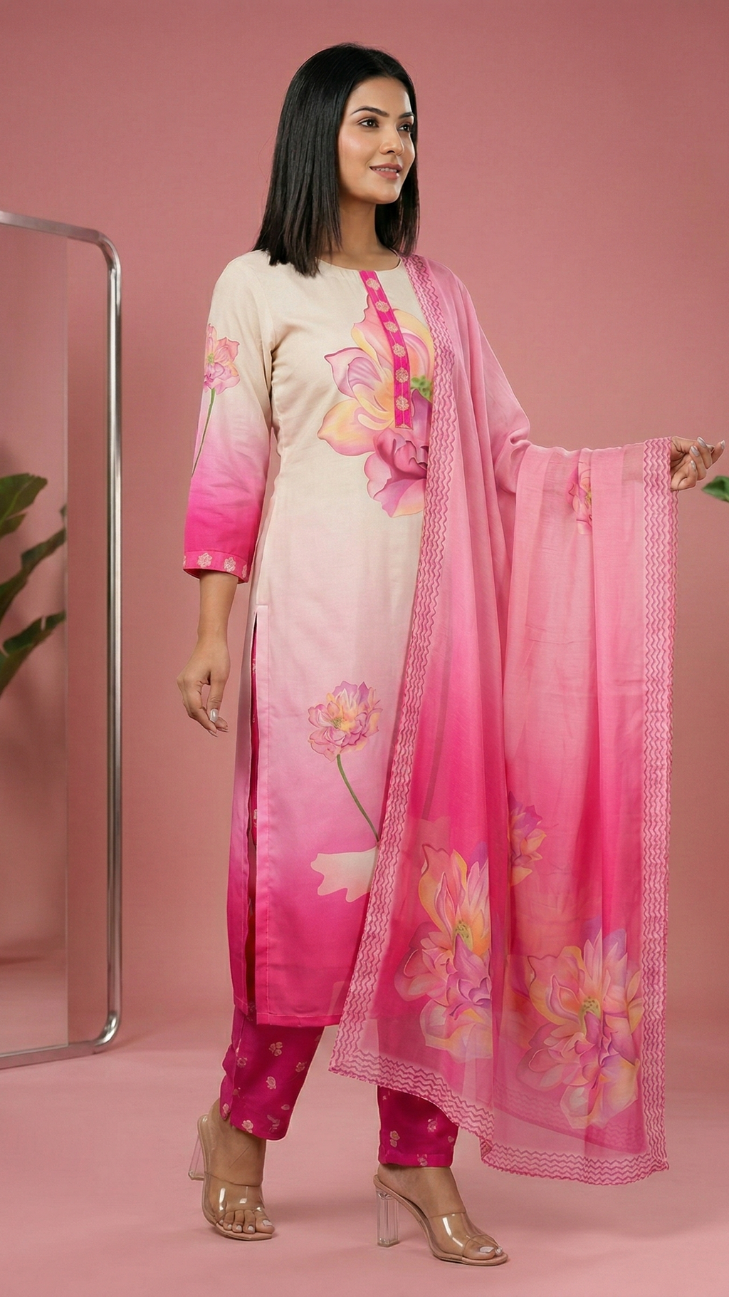 3 Piece Kurti Set | Kurti, Pant, Dupatta | REET by Bunaiganj