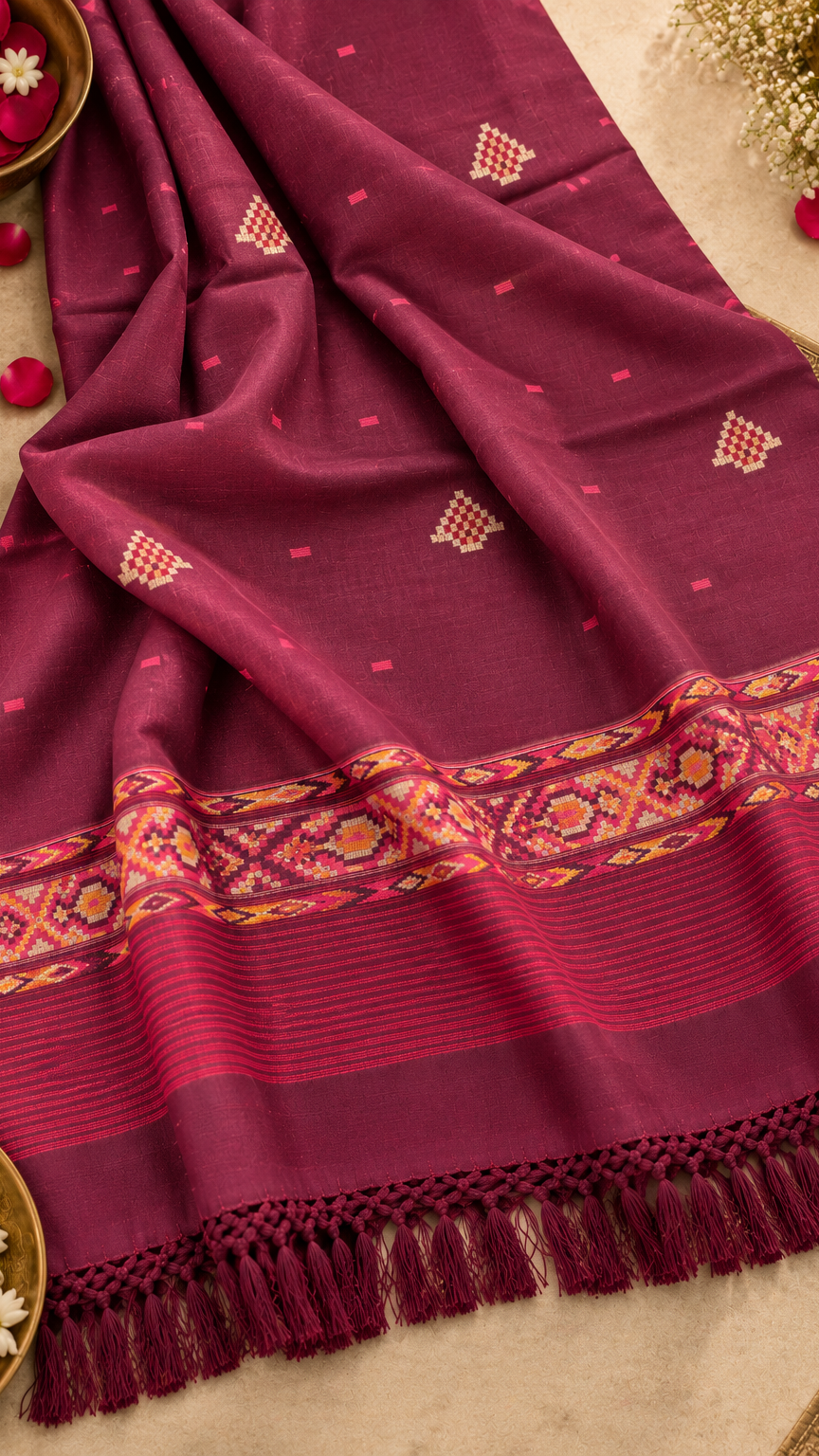 Kullu Border, Traditional, Ethnic, Warm Shawl | Wine | REET by Bunaiganj