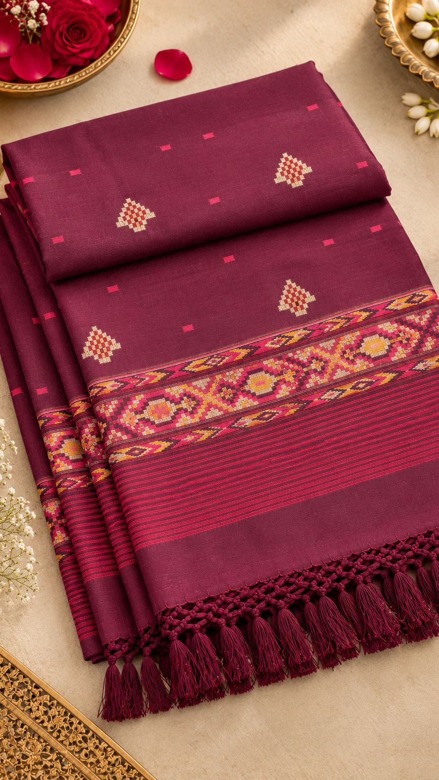 Kullu Border, Traditional, Ethnic, Warm Shawl | Wine | REET by Bunaiganj