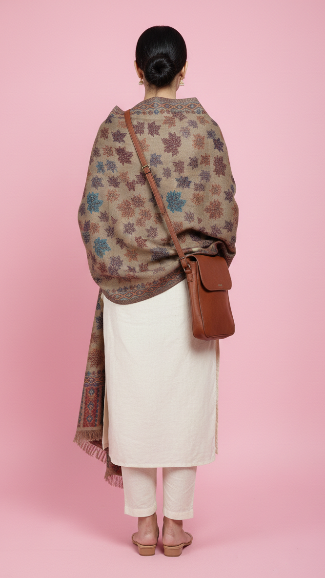 Elegant, Maple Leaf Design Shawl | REET by Bunaiganj