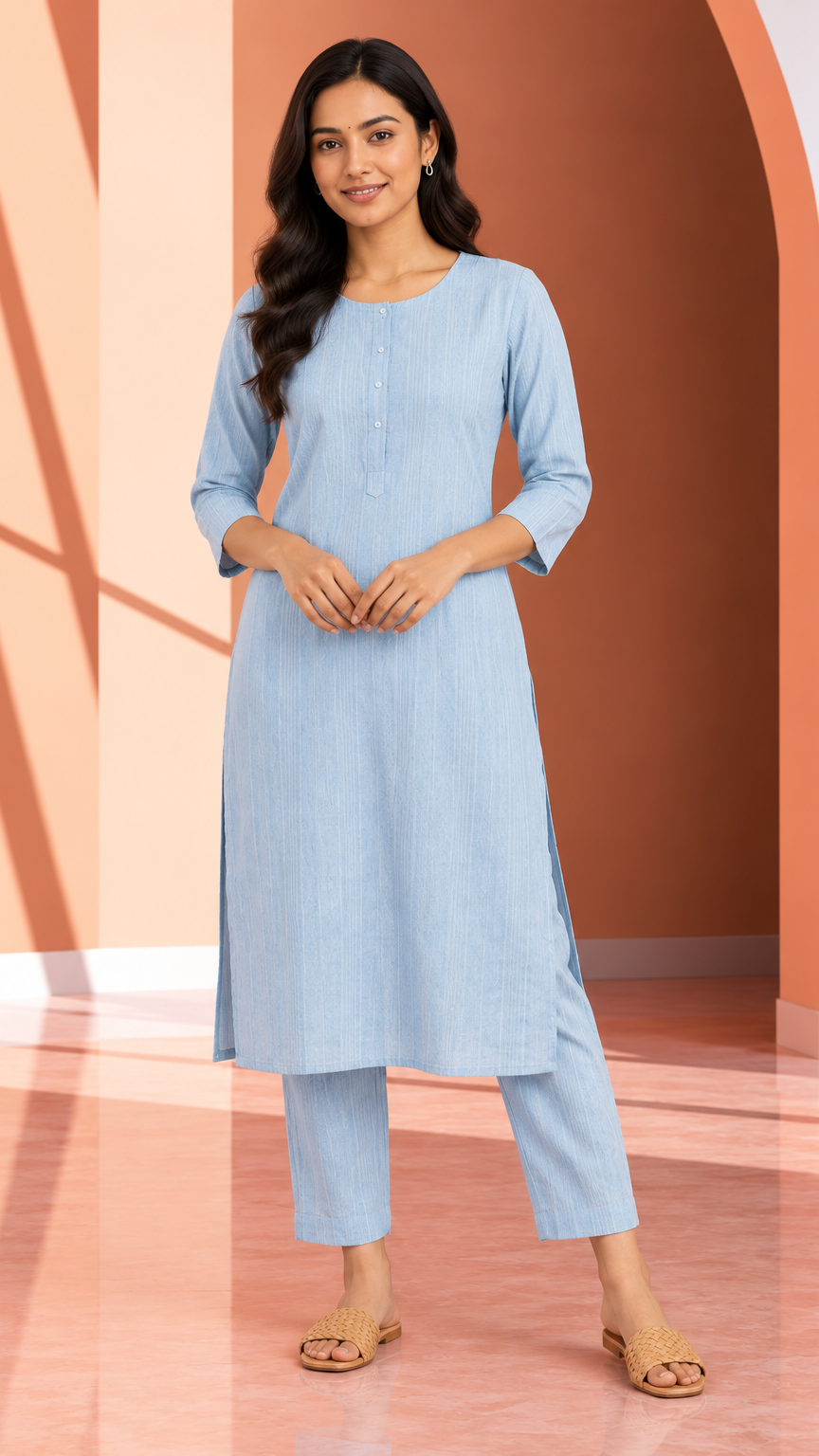 Long Kurti | Powder Blue | REET by Bunaiganj
