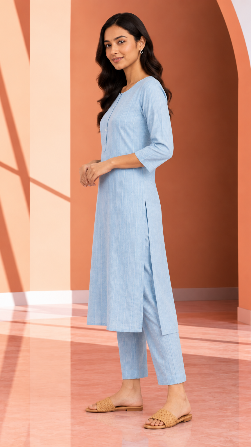 Long Kurti | Powder Blue | REET by Bunaiganj