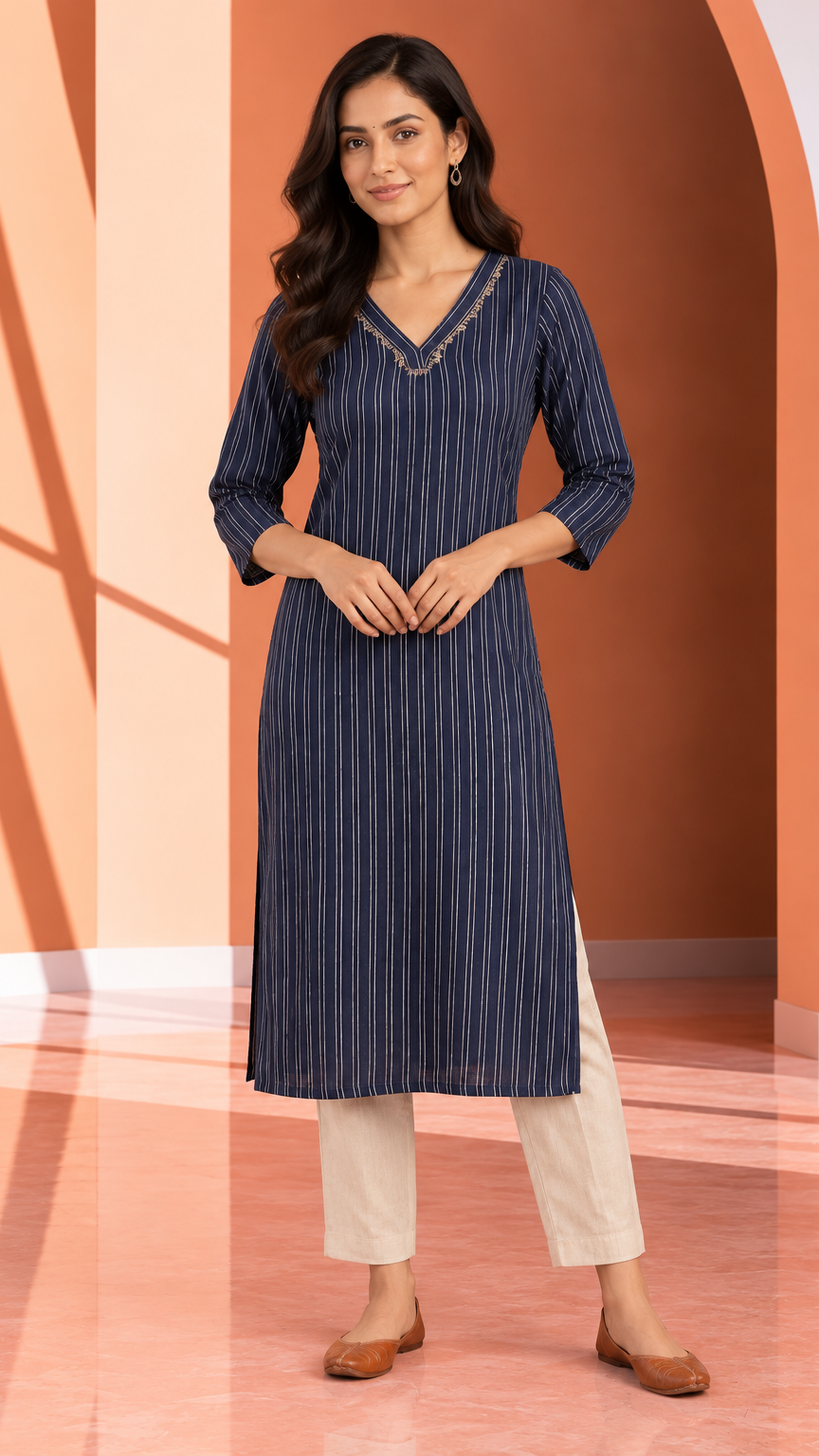 Navy blue kurti for women | REET by Bunaiganj
