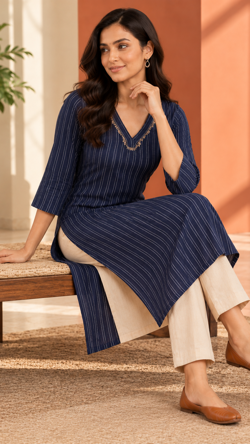 Navy blue kurti for women | REET by Bunaiganj