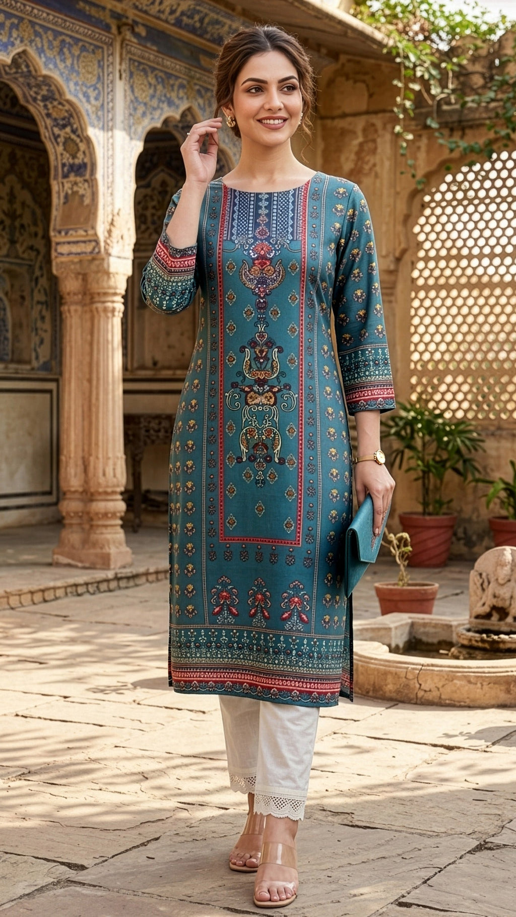 Long Kurti from REET by Bunaiganj featuring intricate designs and a comfortable silhouette.