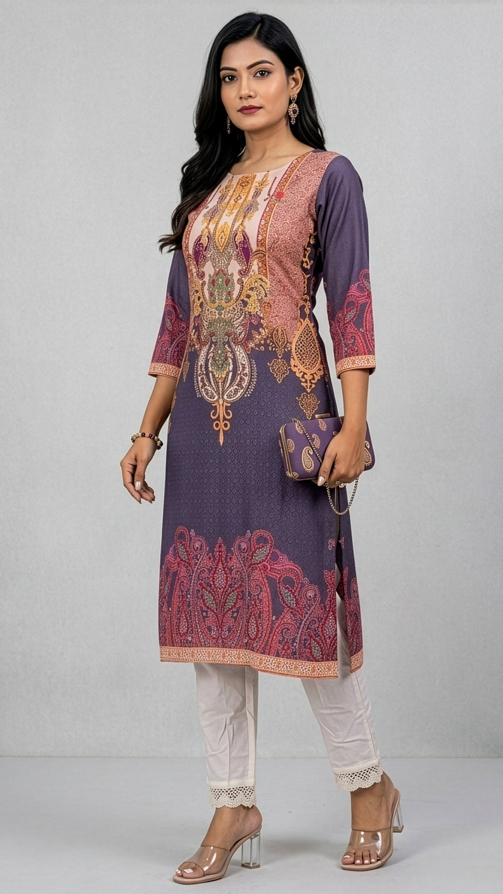 Long kurti from REET by Bunaiganj featuring a flowing silhouette and elegant design, perfect for casual and festive occasions.