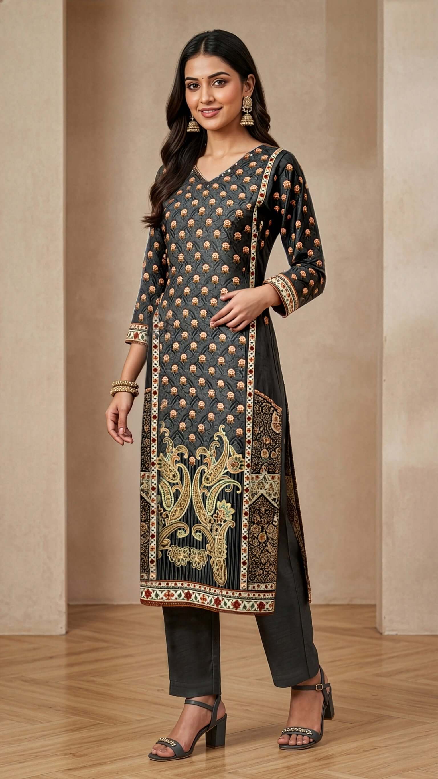 Long kurti from REET by Bunaiganj, featuring a flowing silhouette and intricate design.