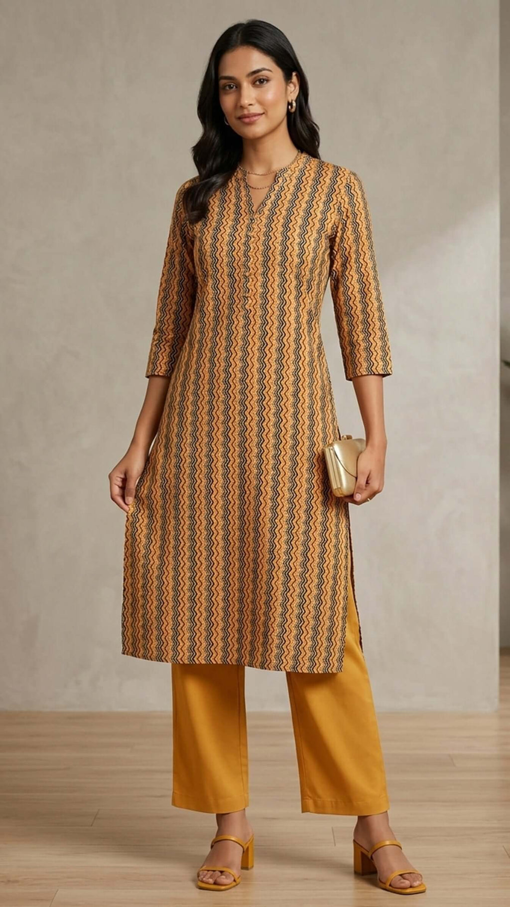 Long Kurti from REET by Bunaiganj worn by a model in a stylish patterned design.