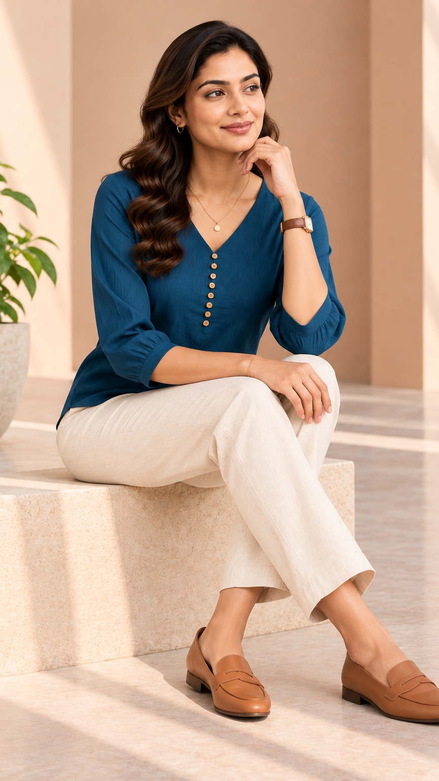 Top | Teal | REET by Bunaiganj