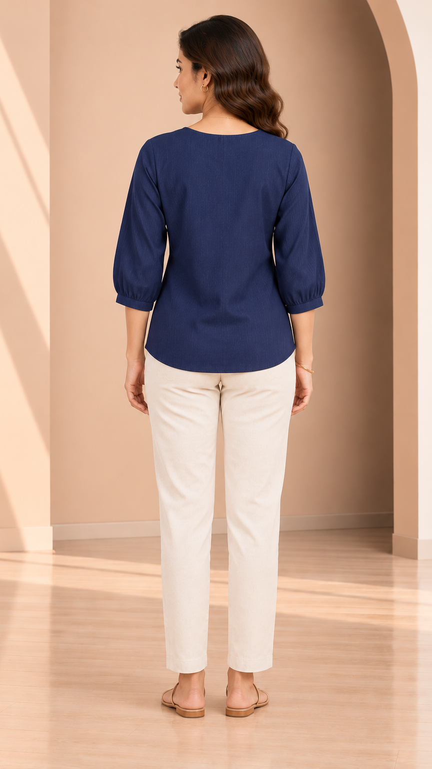 Office Top | Navy Blue | REET by Bunaiganj