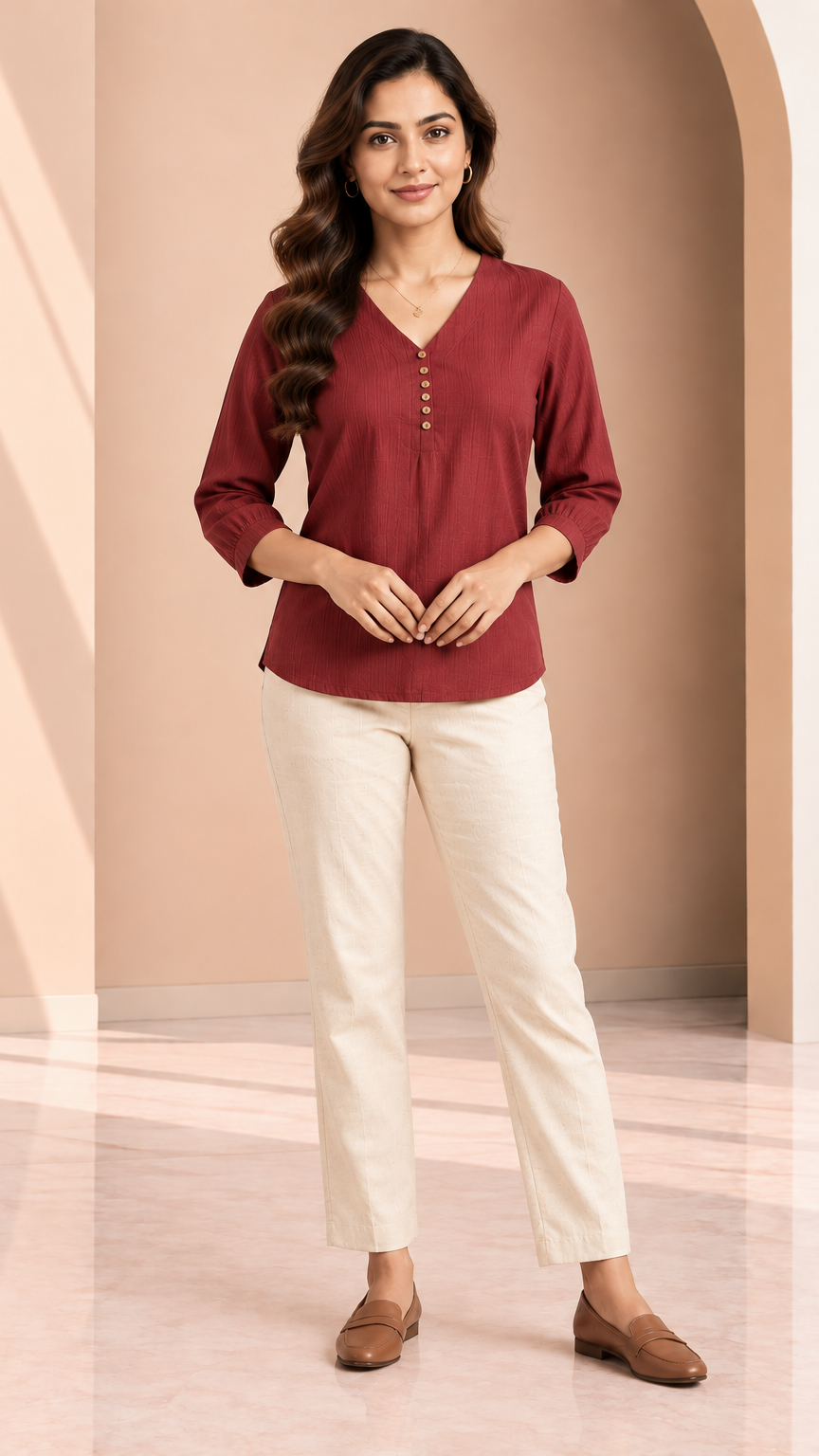 Office Top | Red | REET by Bunaiganj