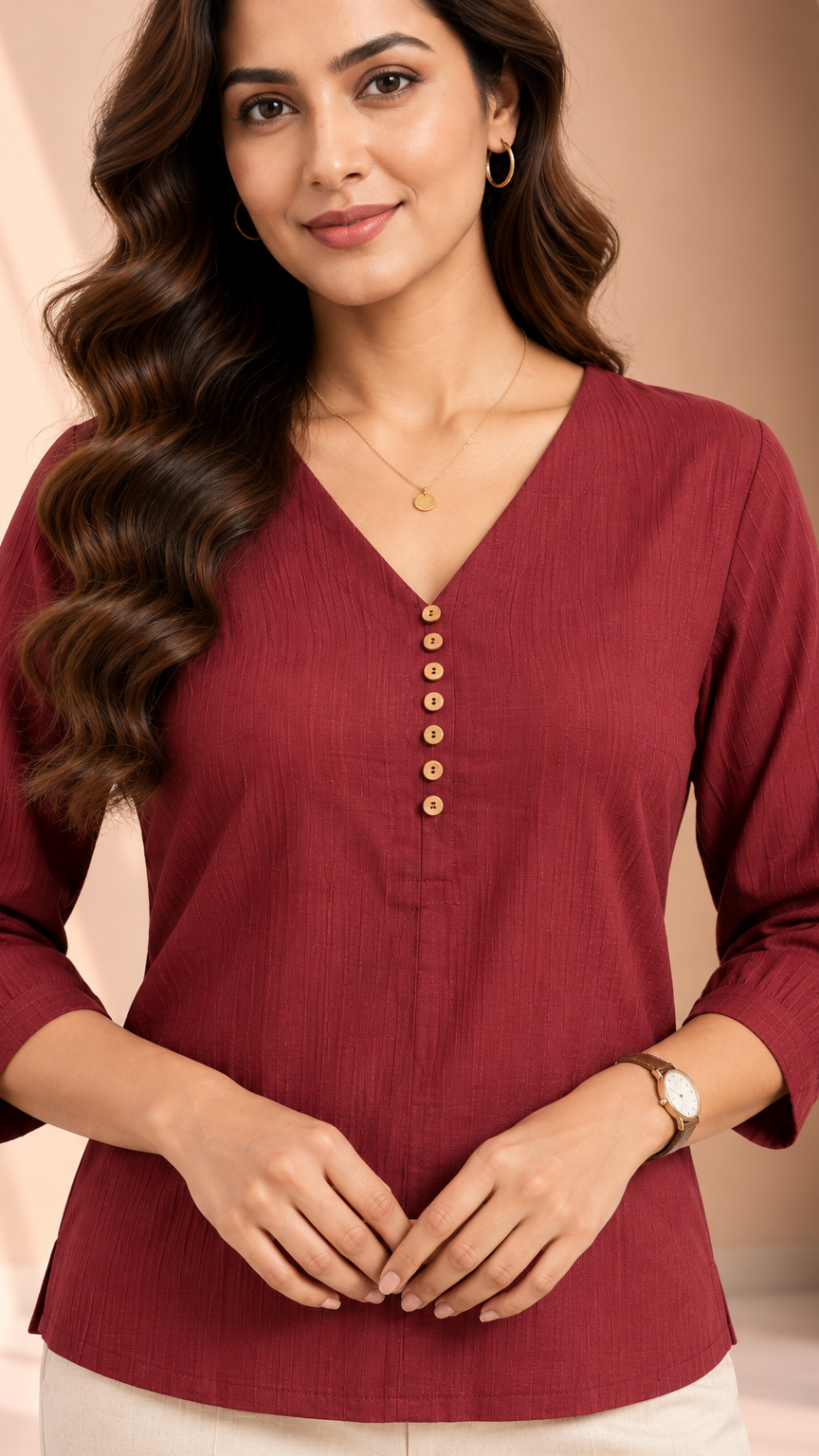 Office Top | Red | REET by Bunaiganj