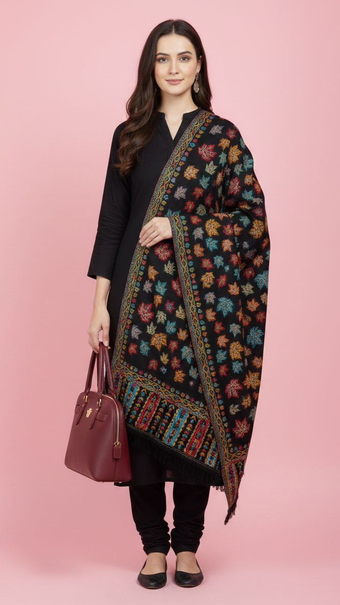 Elegant, Maple Leaf Design Shawl | REET by Bunaiganj