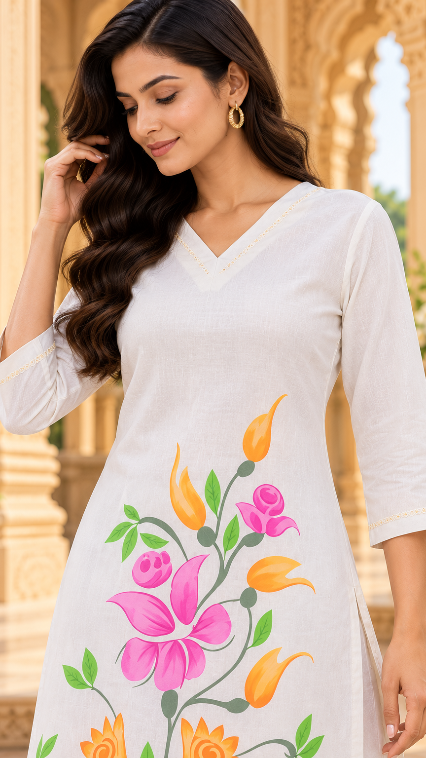 Kurti outfit ideas | 2 Piece Kurti and Pant | Off White | REET