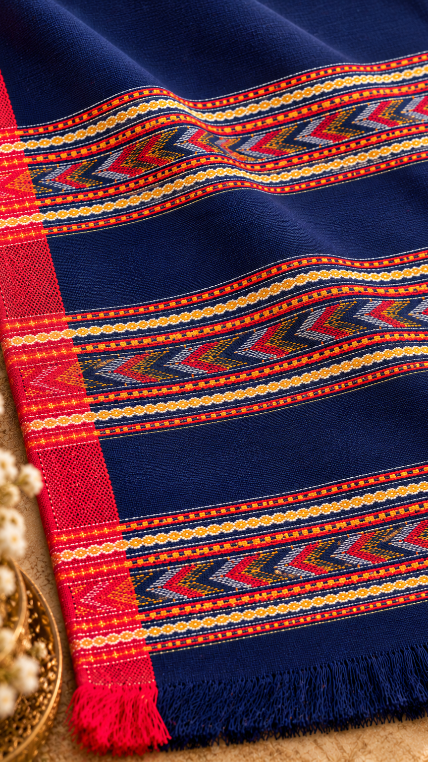 Kullu Border, Traditional, Ethnic, Warm Shawl | NAVY BLUE | REET by Bunaiganj