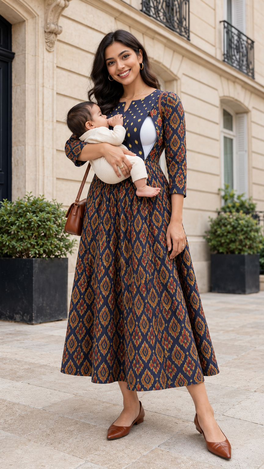 Polka dot dress pregnancy | Invisible Zip | Deep Navy Blue | REET