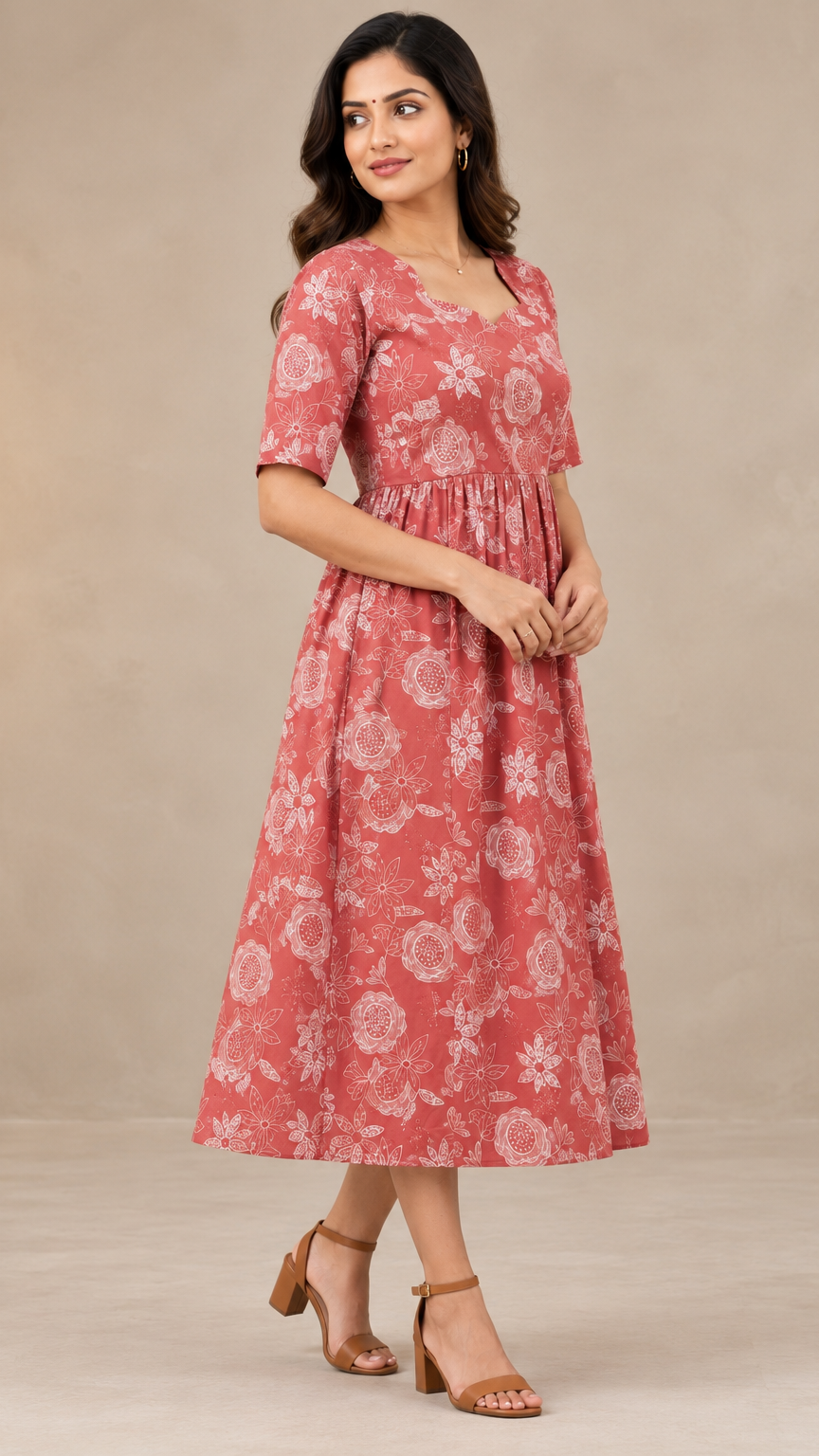 Comfortable Maternity Dresses | Invisible Feeding Zip | Pastel Red |