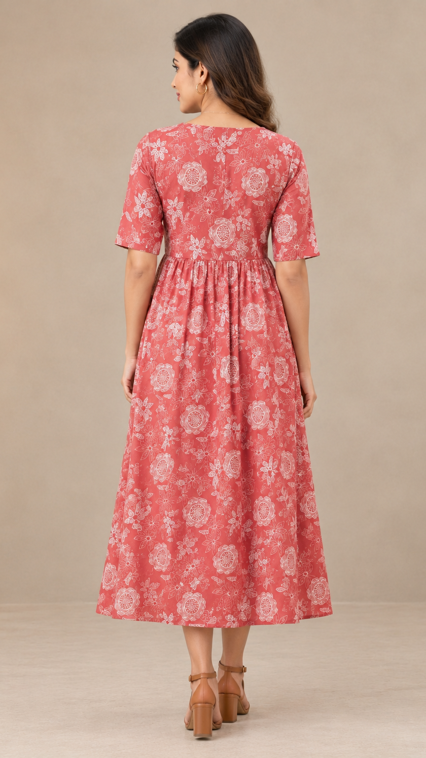 Comfortable Maternity Dresses | Invisible Feeding Zip | Pastel Red |