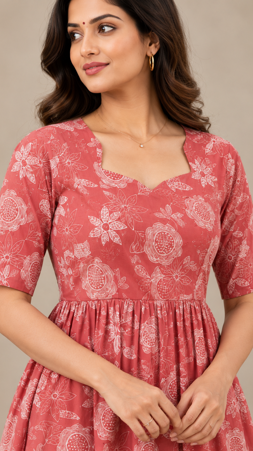 Comfortable Maternity Dresses | Invisible Feeding Zip | Pastel Red |