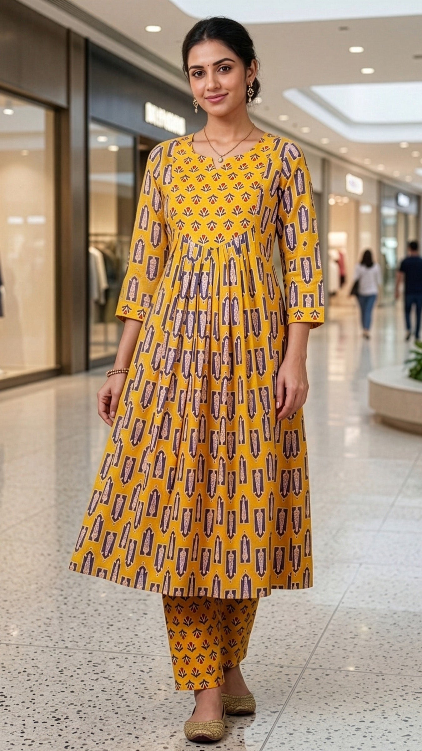 Yellow maternity dress featuring a 2-piece design, perfect for comfortable and stylish nursing.