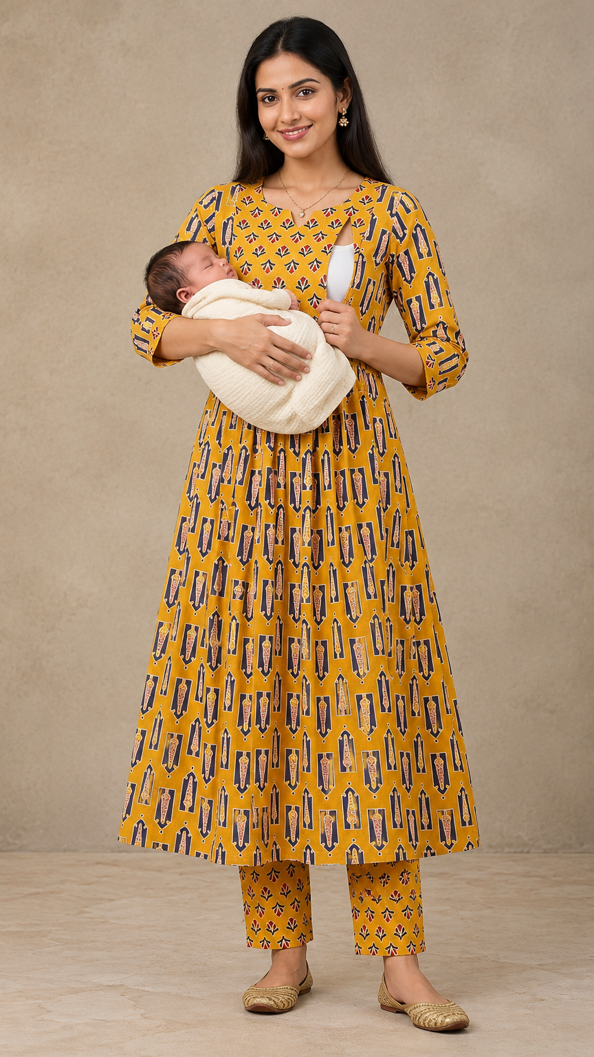 Yellow Maternity Dress | 2 Piece | Invisible Feeding Zip |