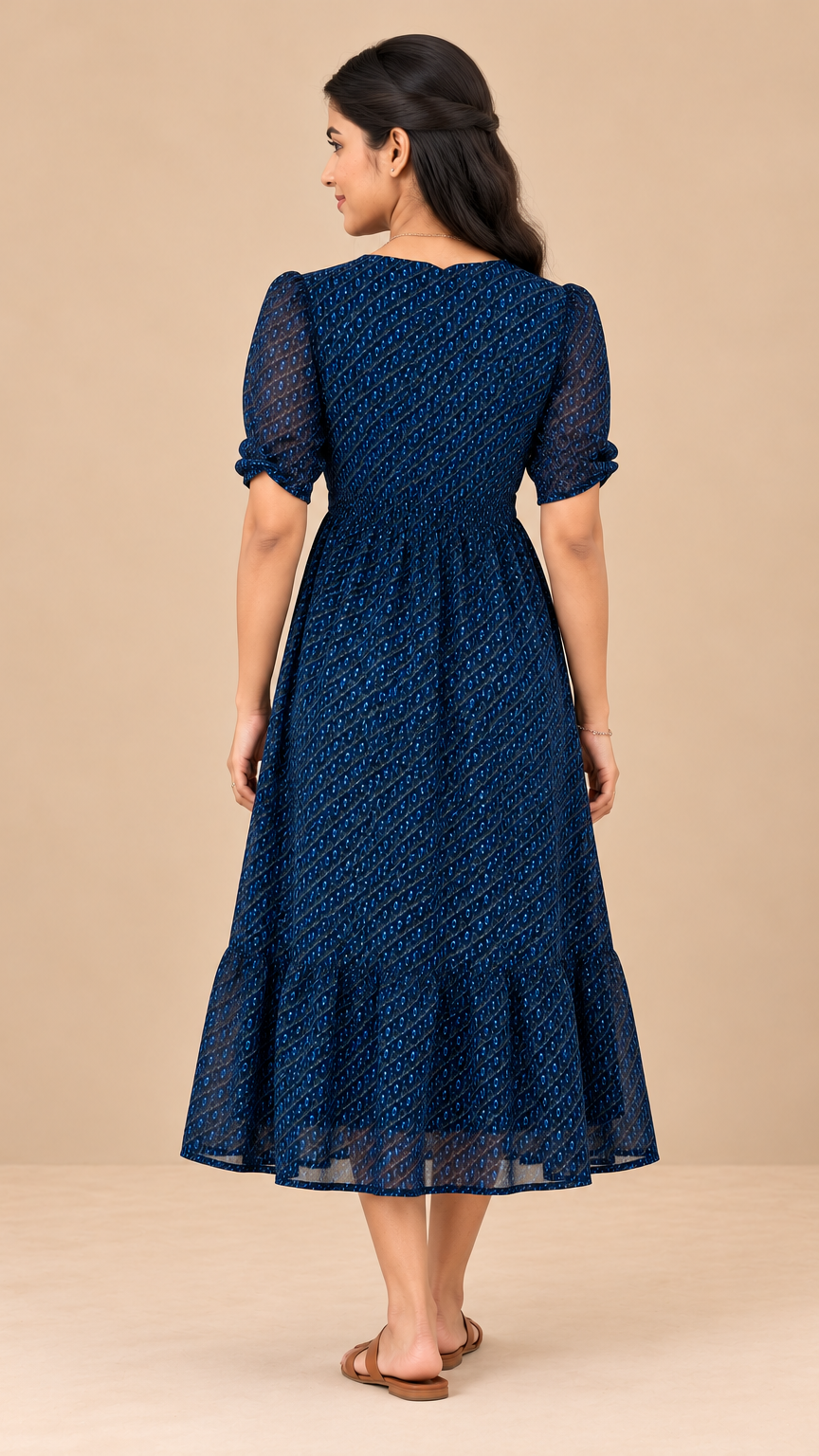 Maternity Feeding Dress | Invisible Zip | Deep Navy Blue |
