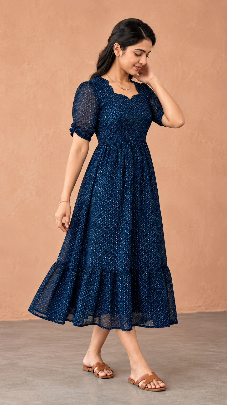 Maternity Feeding Dress | Invisible Zip | Deep Navy Blue |