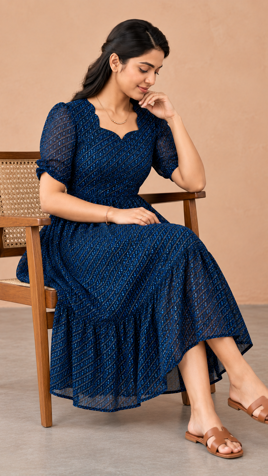 Maternity Feeding Dress | Invisible Zip | Deep Navy Blue |