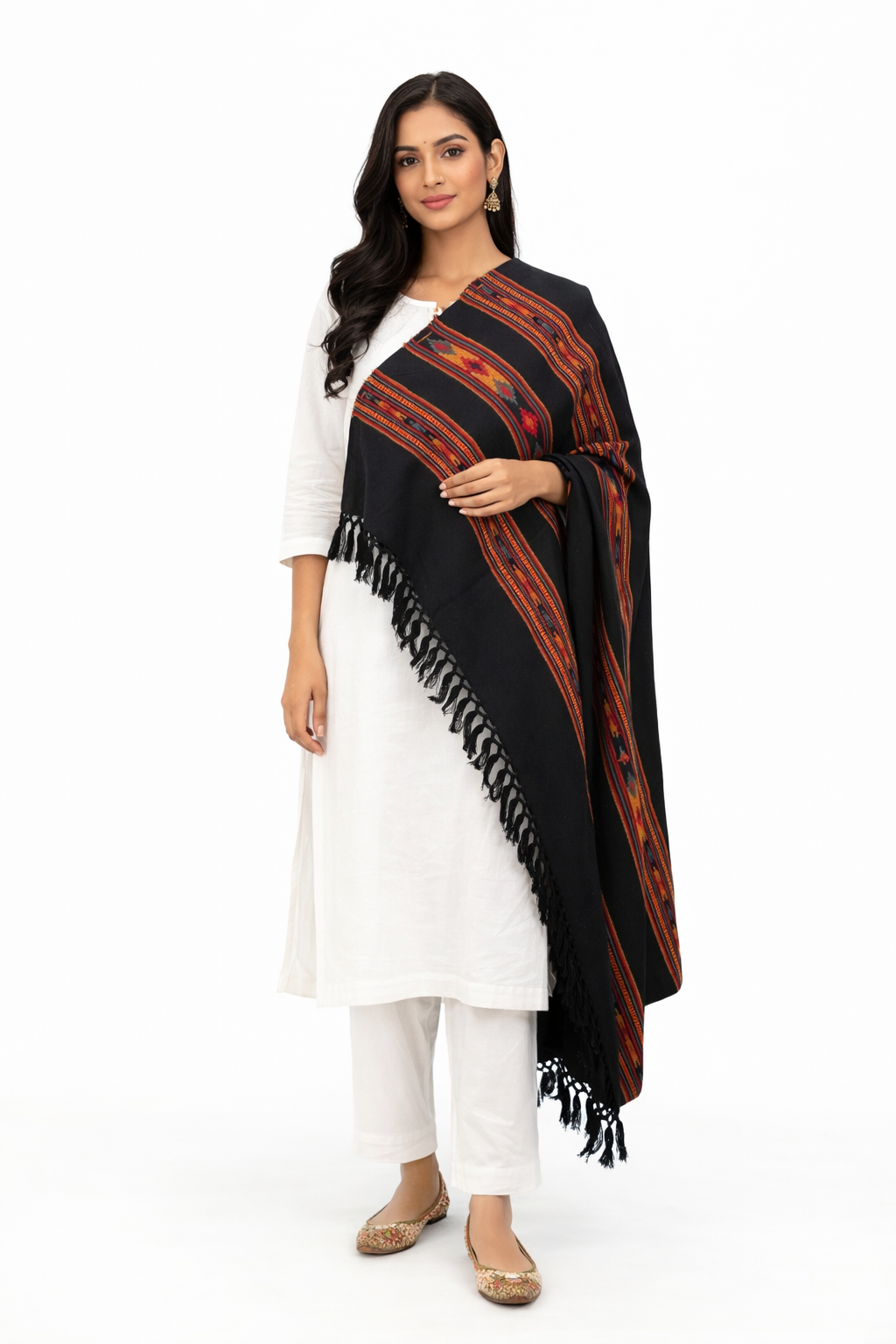 Triple Kullu Border Shawl