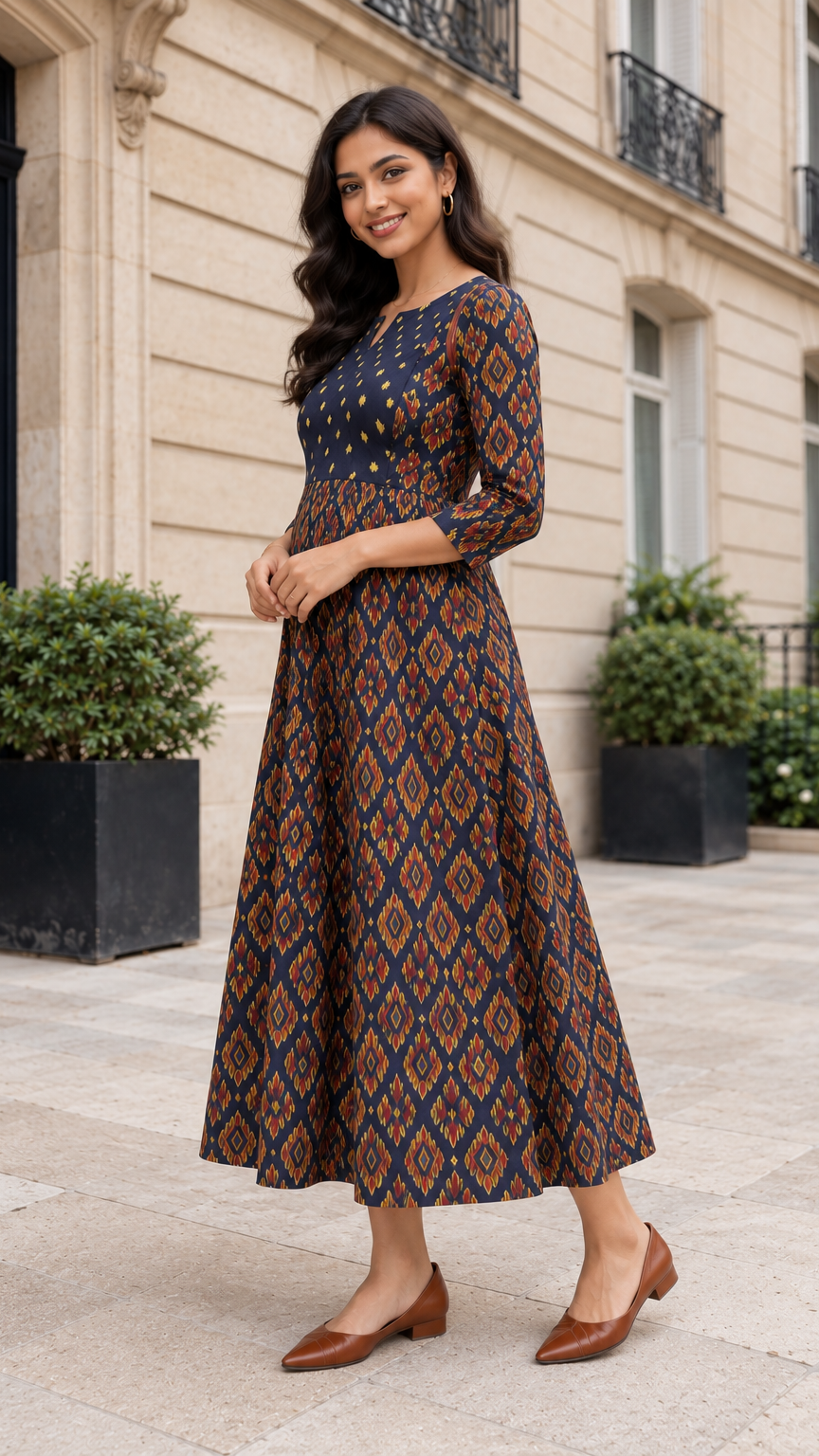 Polka dot dress pregnancy | Invisible Zip | Deep Navy Blue | REET