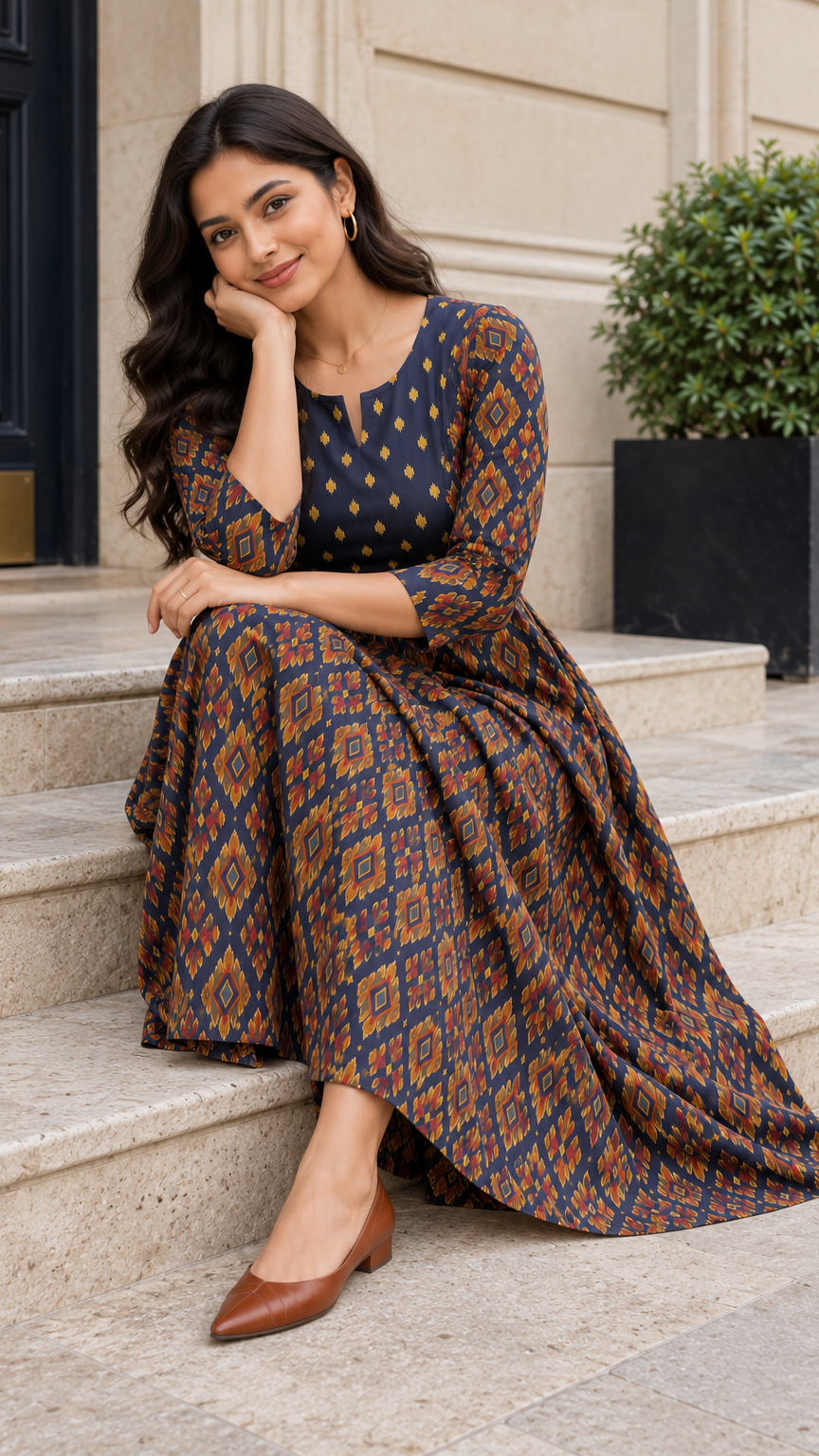 Polka dot dress pregnancy | Invisible Zip | Deep Navy Blue | REET