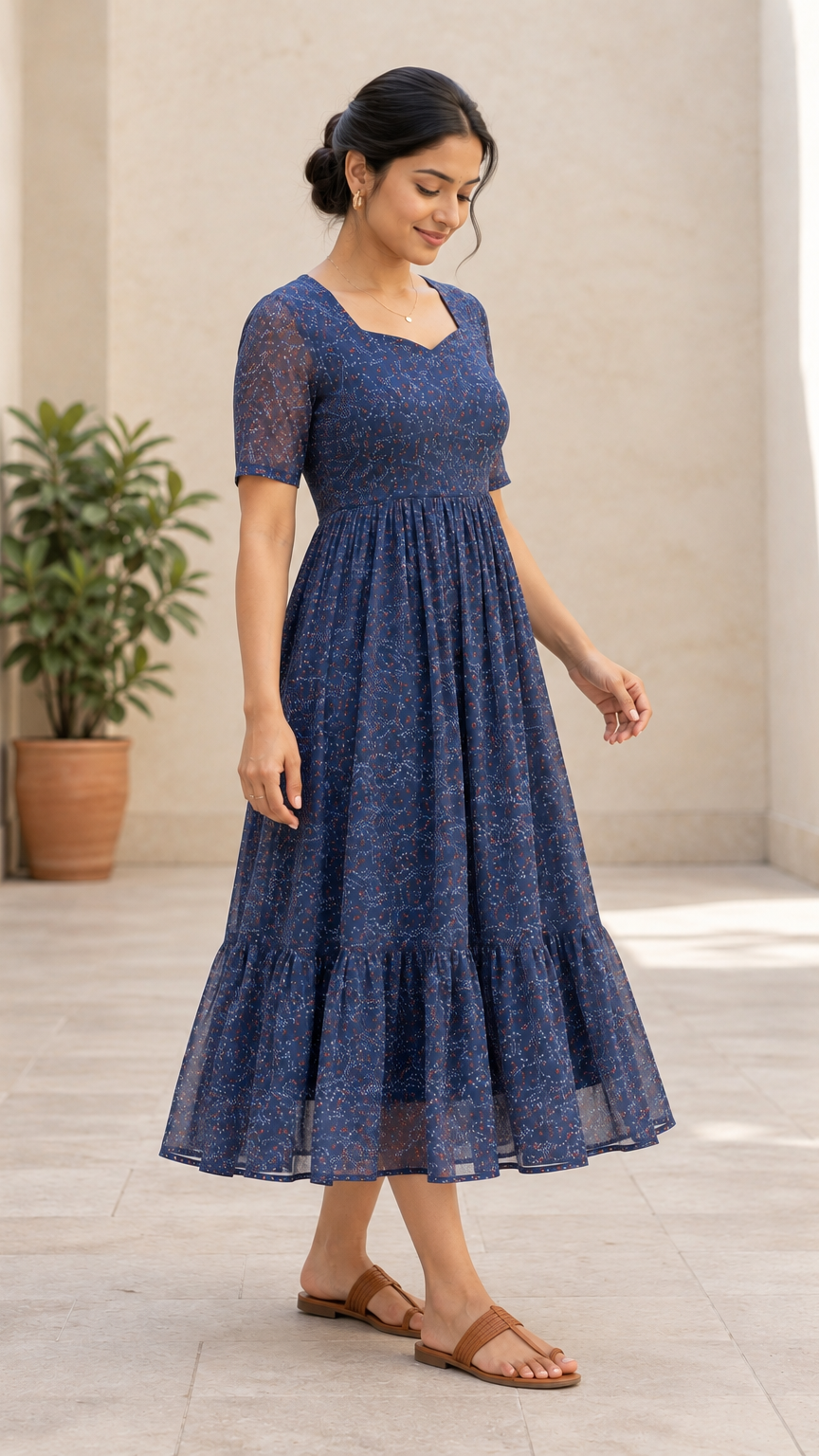 Maternity Indian dresses | Invisible Zip | Navy Blue | REET
