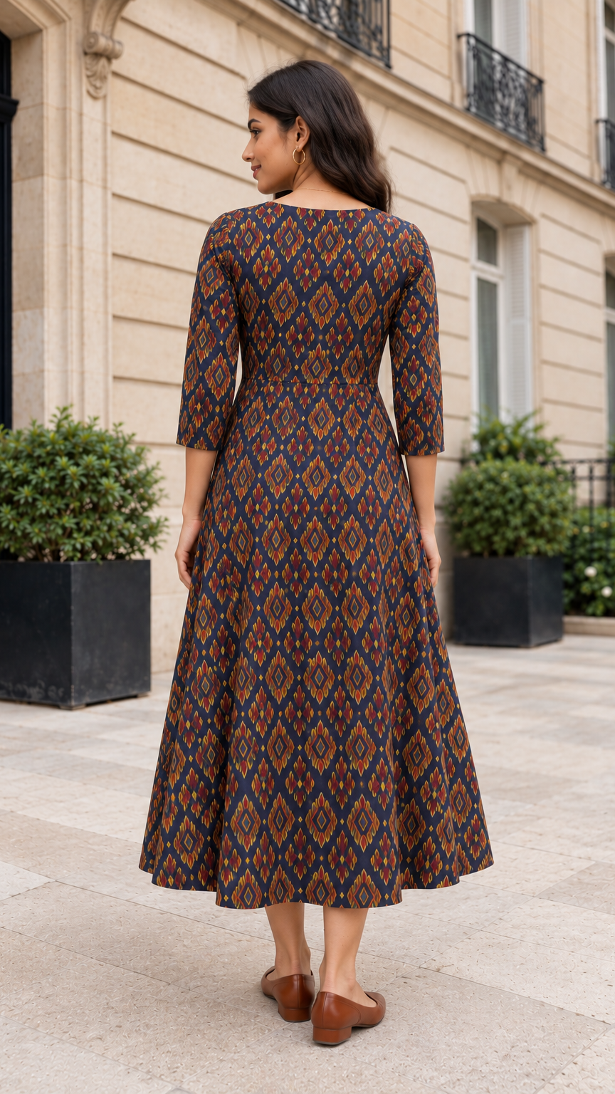 Polka dot dress pregnancy | Invisible Zip | Deep Navy Blue | REET