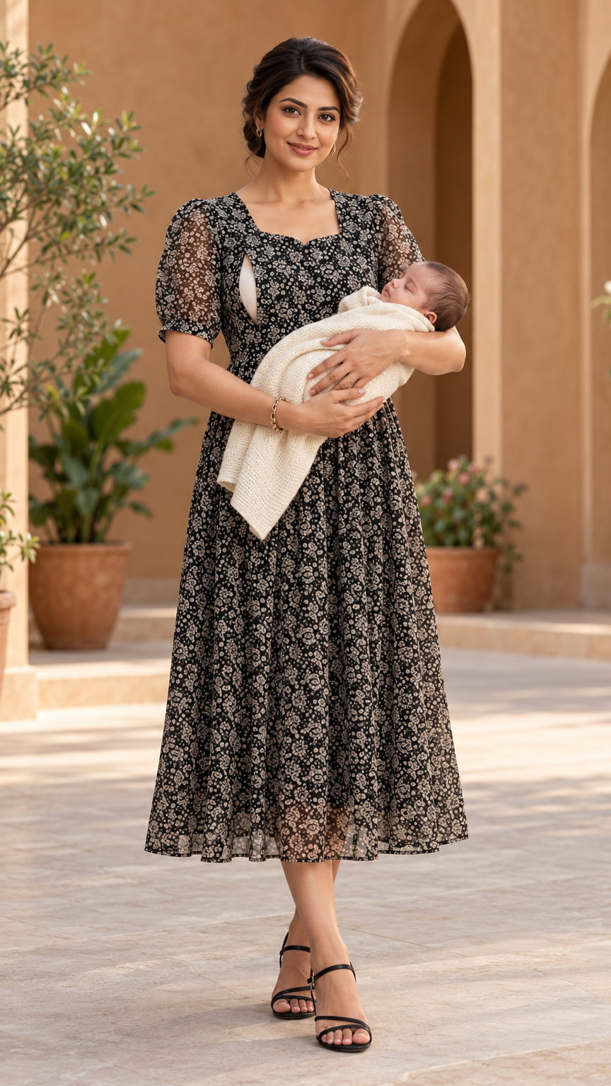 Stylish Maternity Dress | Invisible Feeding Zip | REET by Bunaiganj