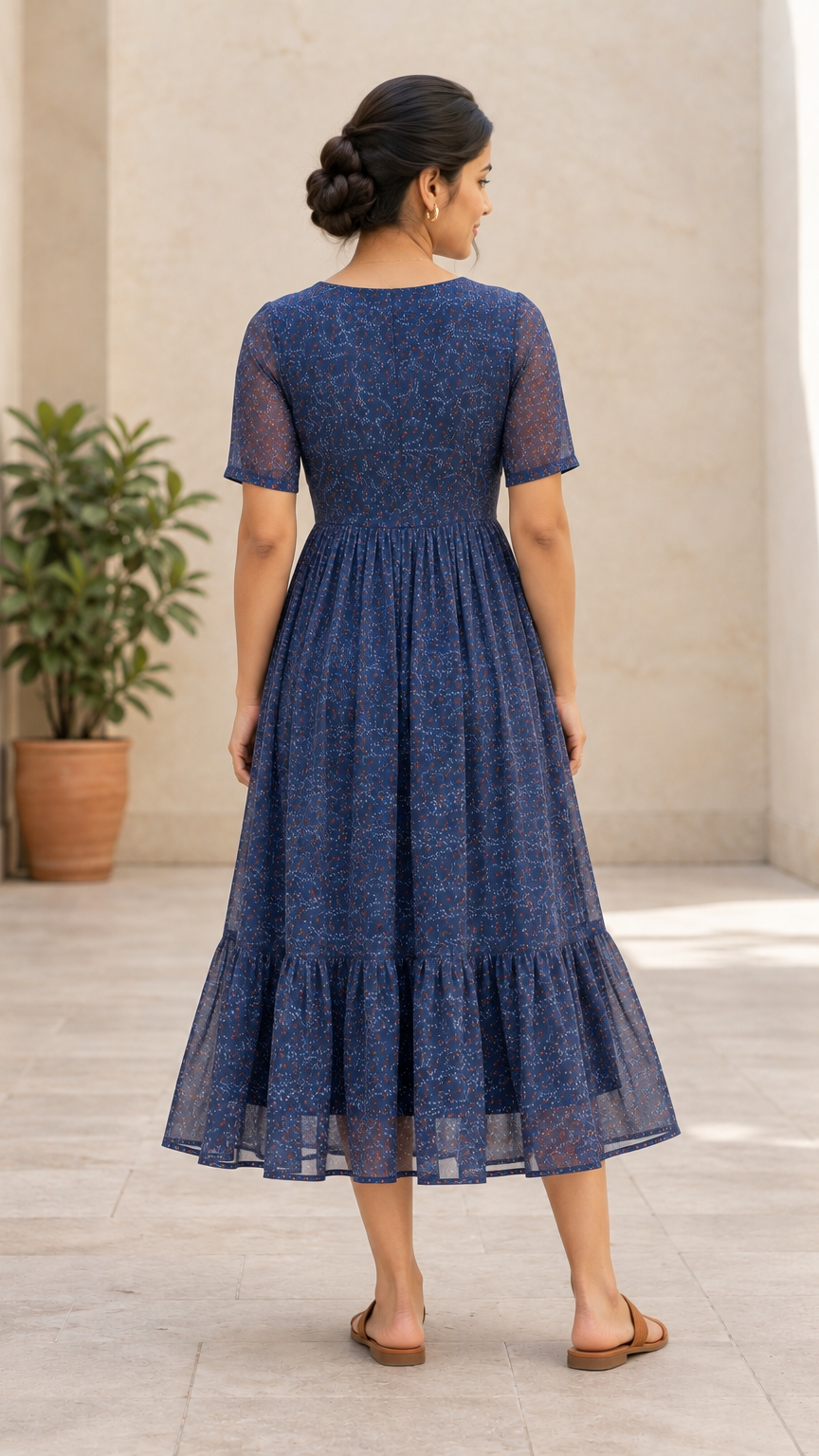Maternity Indian dresses | Invisible Zip | Navy Blue | REET